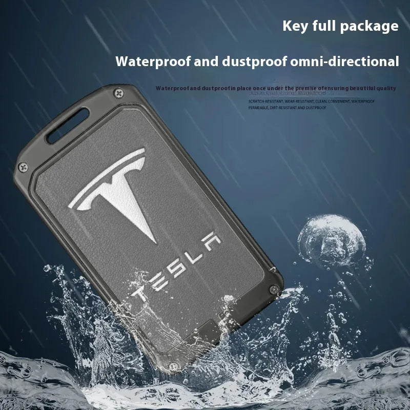 For Tesla Model 3 Model S Model X Model Y Roadster Cybertruck Car Metal Key Case Cover Keyless Card Protector Holder Accessories