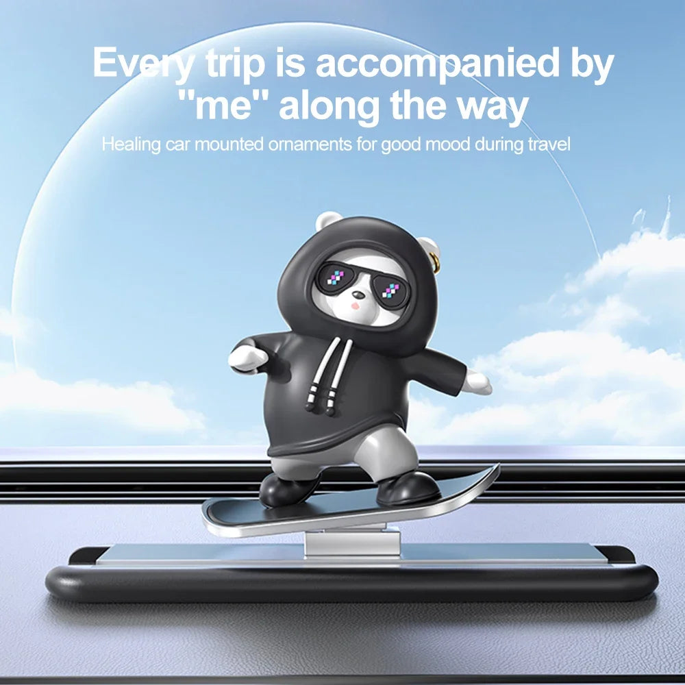 2024 New Dashboard Car Ornaments Skateboard Bear Sliding Bear Creative Car Cartoon Interior Decoration Interior Accessories