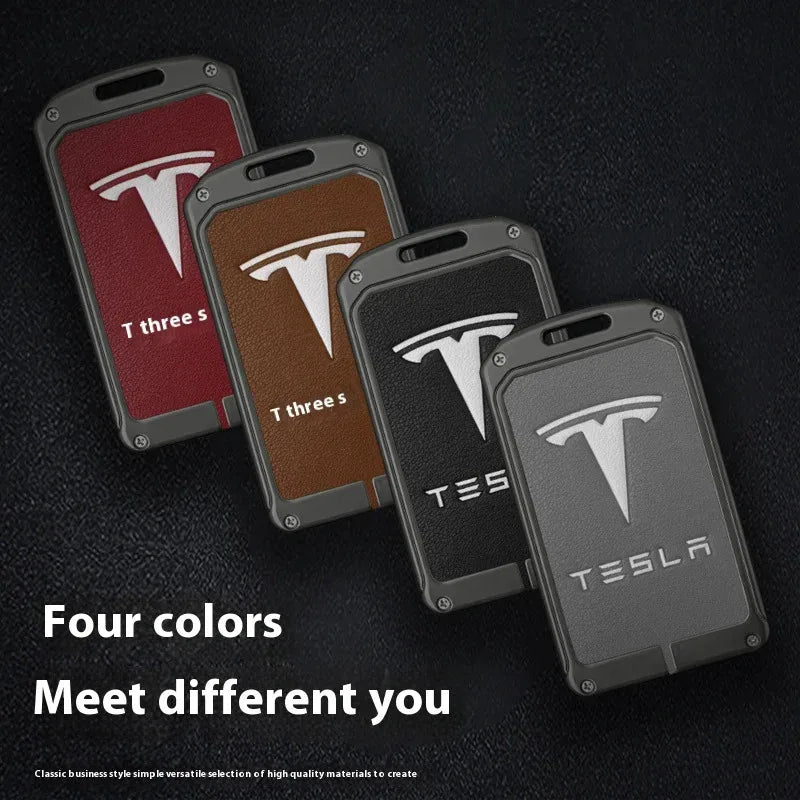 For Tesla Model 3 Model S Model X Model Y Roadster Cybertruck Car Metal Key Case Cover Keyless Card Protector Holder Accessories