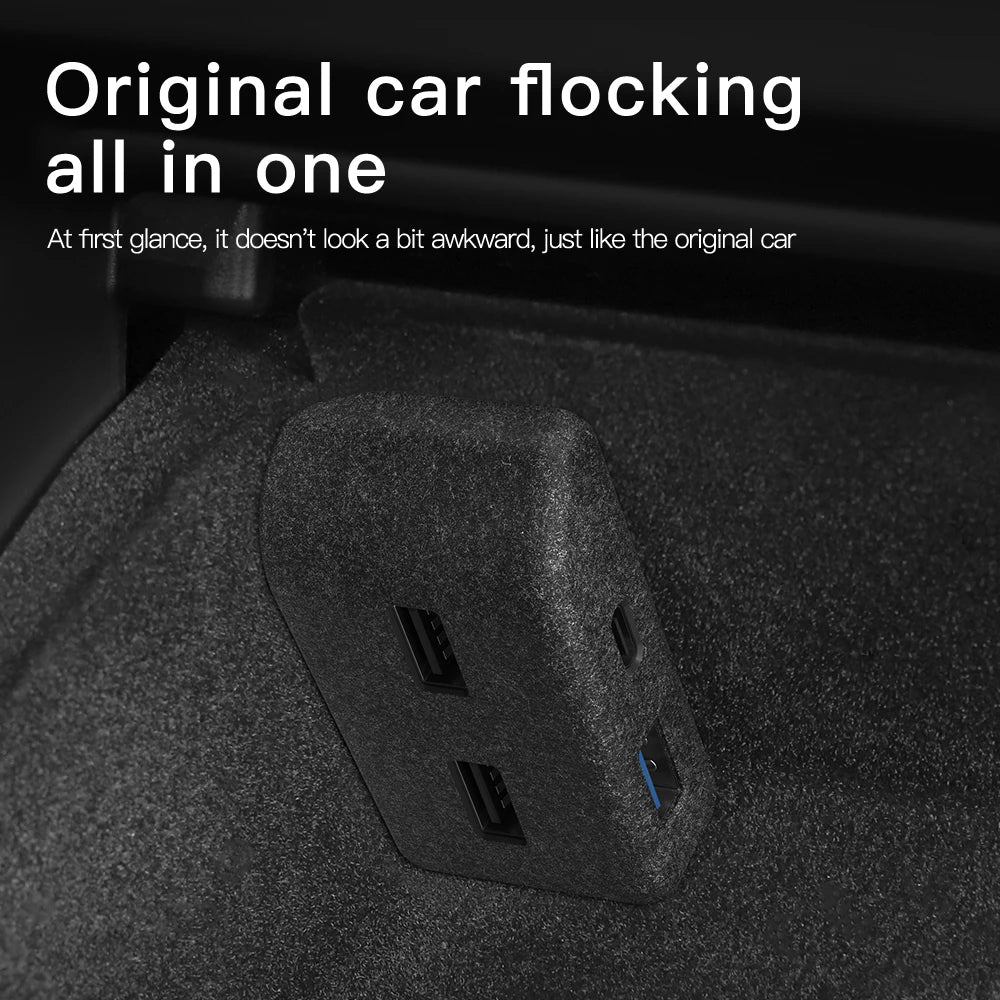 For Tesla Model 3 Y Highland Juniper 2021-2025 Glove Box Flocking USB HUB Adapter Quick Charger Car Accessories