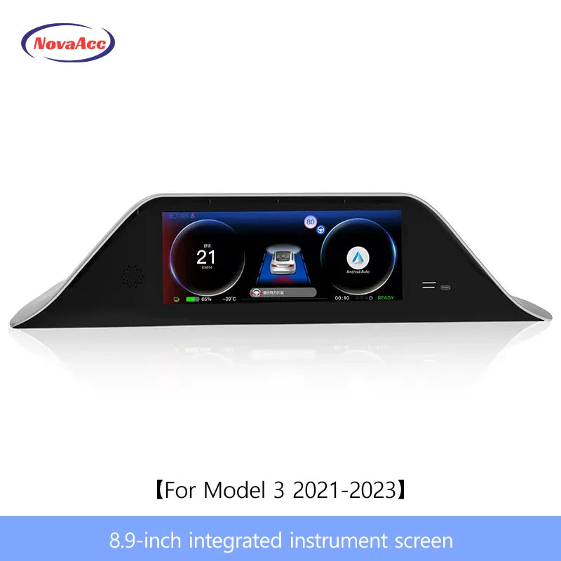 8.9inch Integrated Dashboard Display Screen Digital Instrument Cluster for Tesla Model 3 Y 2024-2021 Highland With Camera