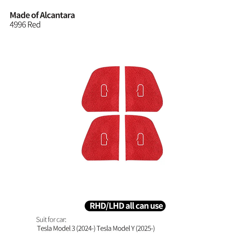 For Tesla Model 3 Model Y 2024-up Made of Alcantara Door Switch Patch Trim Sticker Cover Protection Decoration Car Accessories