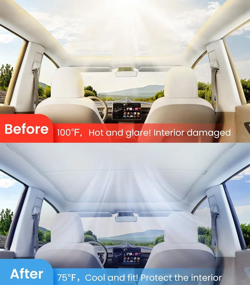 Sun Shades For Tesla Model 3 Highland Model Y 2017-2024 Ice Cloth Buckle Sun Pare Glass Front Rear Sunroof Skylight Accessory