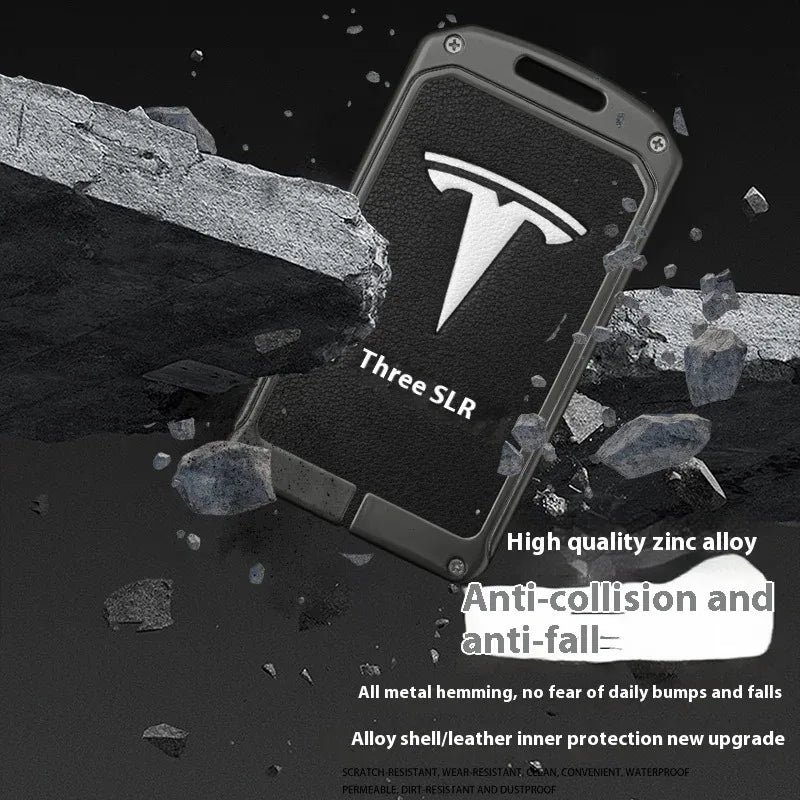 For Tesla Model 3 Model S Model X Model Y Roadster Cybertruck Car Metal Key Case Cover Keyless Card Protector Holder Accessories