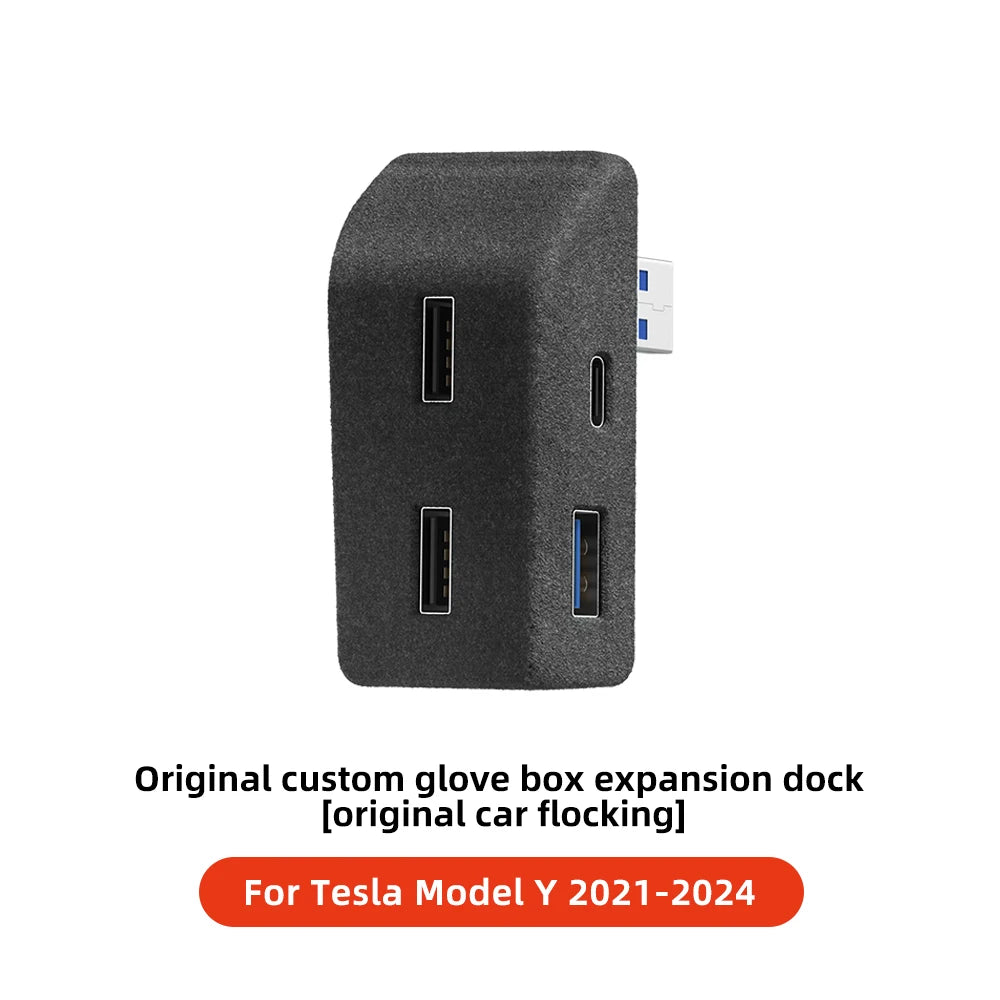 For Tesla Model 3 Y Highland Juniper 2021-2025 Glove Box Flocking USB HUB Adapter Quick Charger Car Accessories