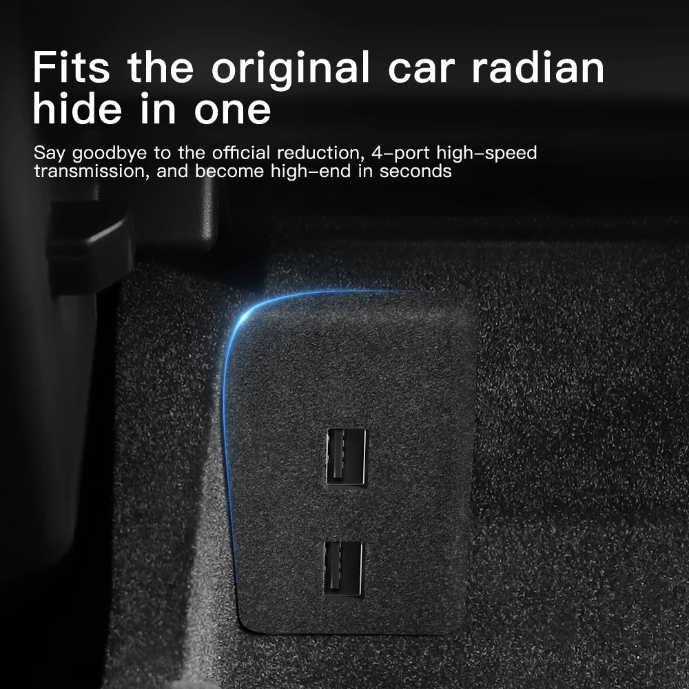 For Tesla Model 3 Y Highland Juniper 2021-2025 Glove Box Flocking USB HUB Adapter Quick Charger Car Accessories