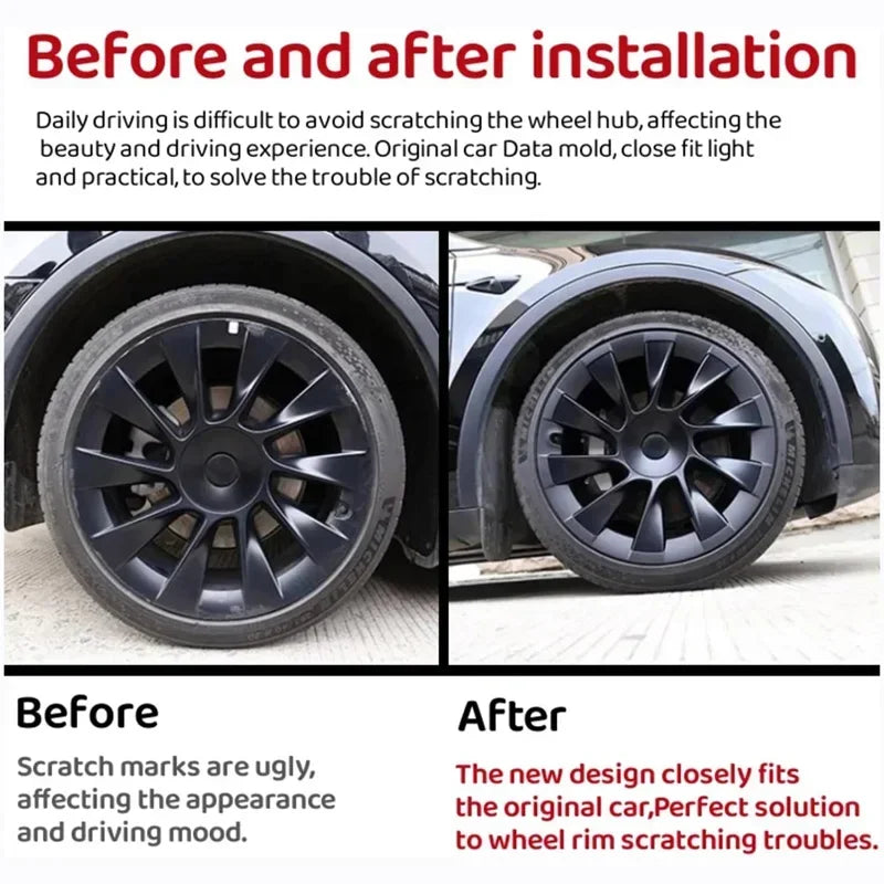 For Tesla Model Y 20 Inches Wheels ABS Rim Guard Rim Car Hubcap Cover Protection Hubcap Patch Scratch Proof Hub Cap Decals