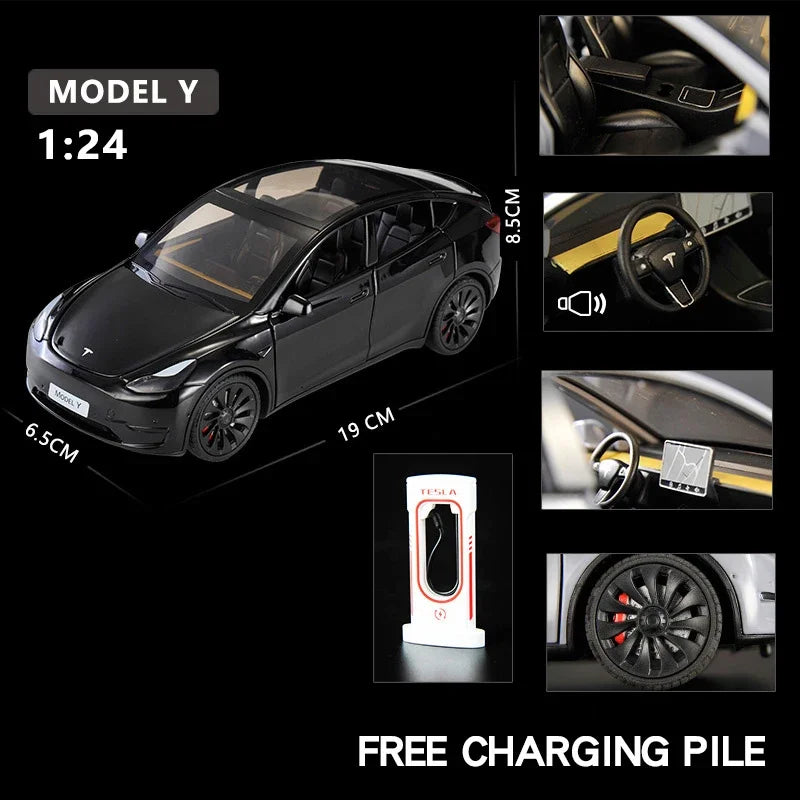 1:24 Model Y Model 3 Model S Metal Alloy Diecast Toy Car Model Sound And Light Children's Toy Collectibles Birthday Gifts