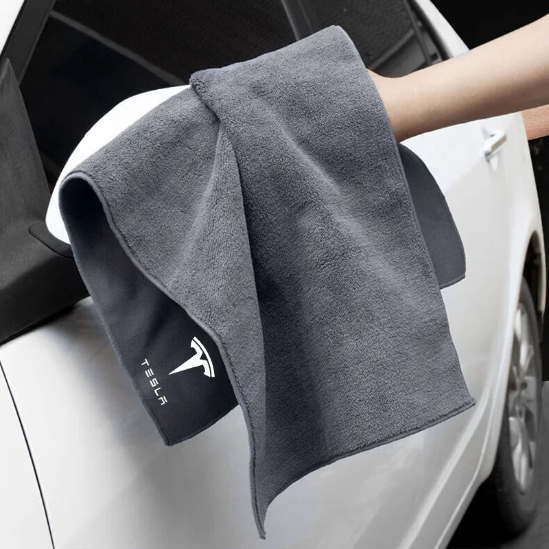 Car Wash Microfiber Towel Auto Emblem Cleaning Drying Rag Cloth Auot for Model 3 S Y X  2021 2022 2023 Car Roadster
