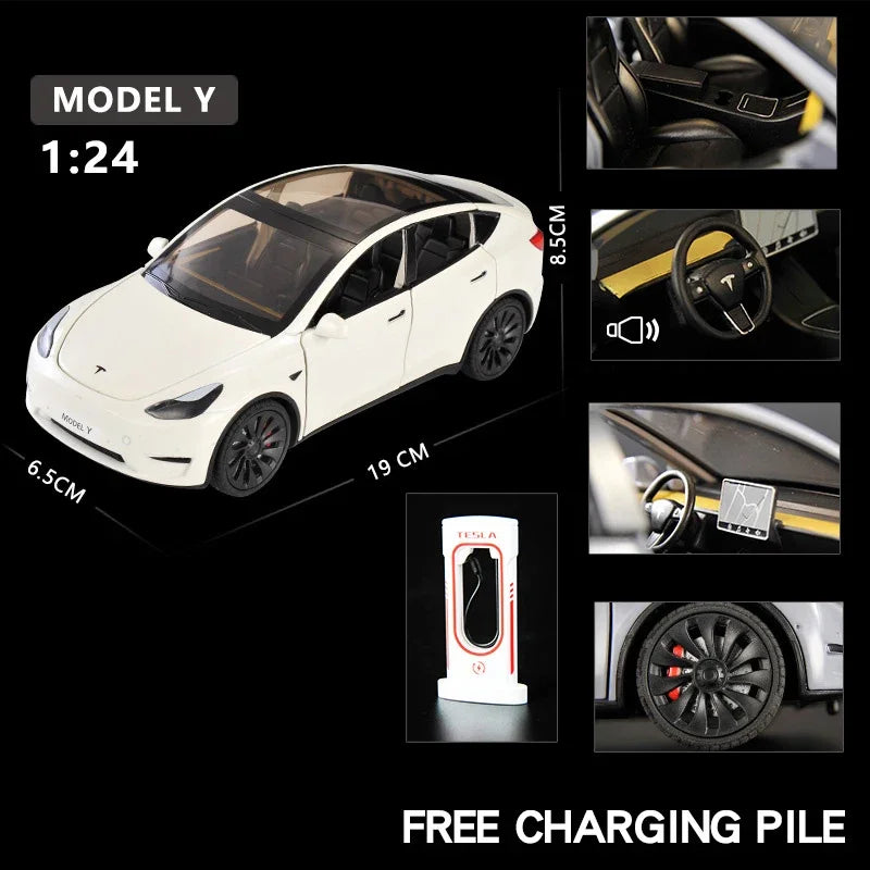 1:24 Model Y Model 3 Model S Metal Alloy Diecast Toy Car Model Sound And Light Children's Toy Collectibles Birthday Gifts