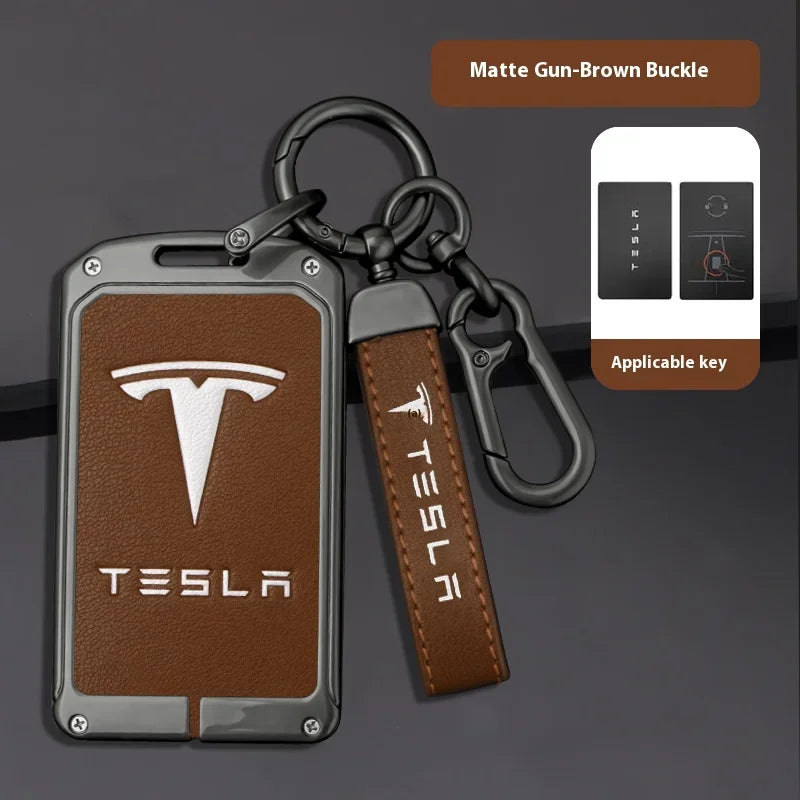 For Tesla Model 3 Model S Model X Model Y Roadster Cybertruck Car Metal Key Case Cover Keyless Card Protector Holder Accessories