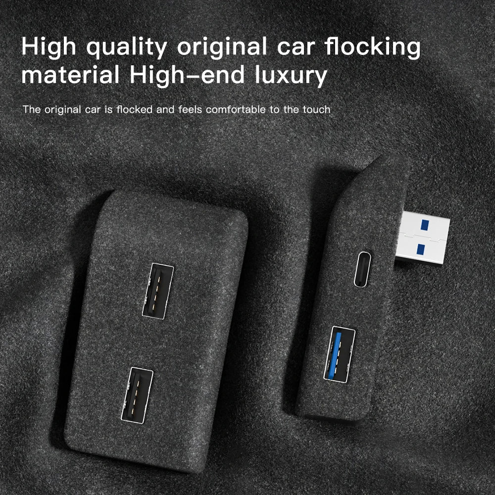 For Tesla Model 3 Y Highland Juniper 2021-2025 Glove Box Flocking USB HUB Adapter Quick Charger Car Accessories