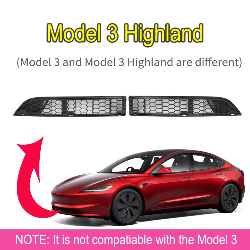 For Tesla Model 3 Y Juniper 2025-2021 Lower Bumper Anti Insect Net Anti-dustproof Air Vent Grille Cover Insect-proof Front Inlet