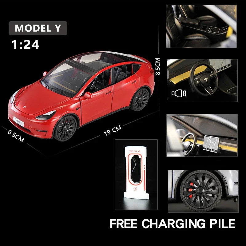 1:24 Model Y Model 3 Model S Metal Alloy Diecast Toy Car Model Sound And Light Children's Toy Collectibles Birthday Gifts