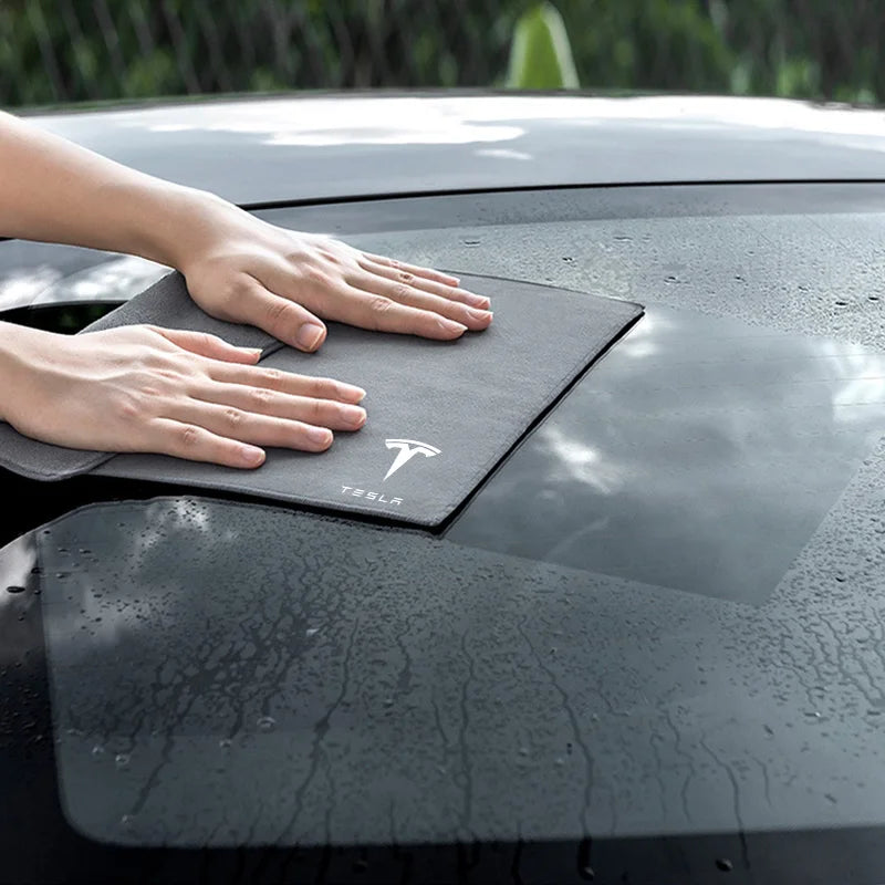 Car Wash Microfiber Towel Auto Emblem Cleaning Drying Rag Cloth Auot for Model 3 S Y X  2021 2022 2023 Car Roadster