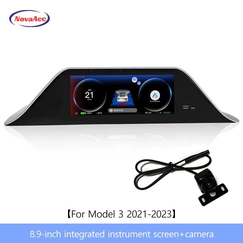 8.9inch Integrated Dashboard Display Screen Digital Instrument Cluster for Tesla Model 3 Y 2024-2021 Highland With Camera