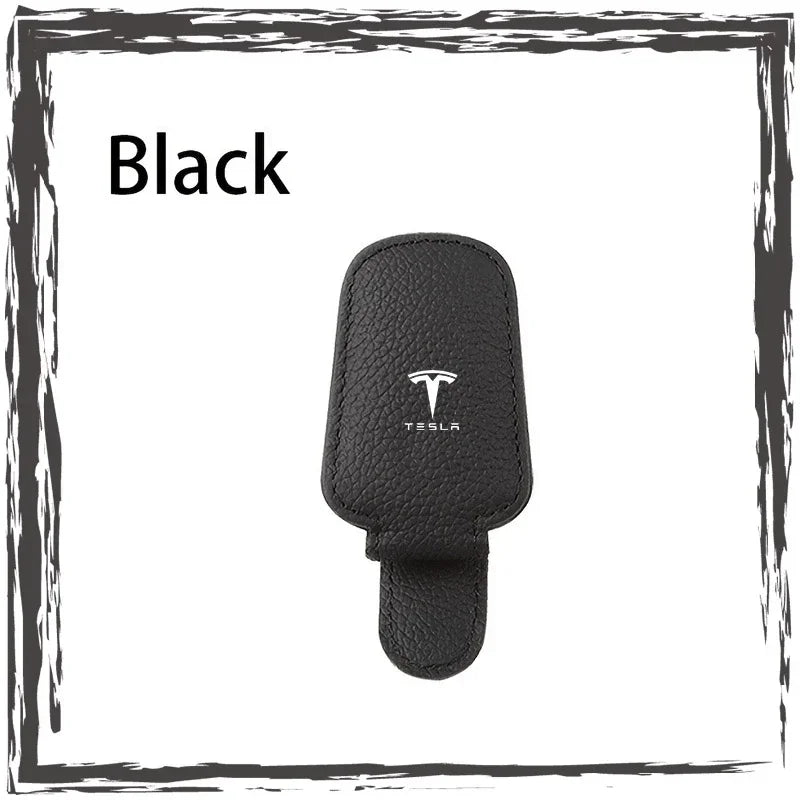 Car glasses frame magnetic PU leather fashion glasses clip   For Tesla Model S Model X Model Y Cybertruck Model 3 Model Y