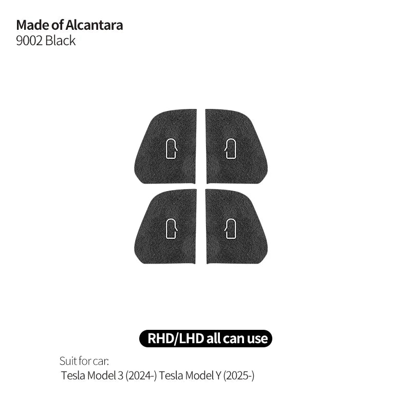 For Tesla Model 3 Model Y 2024-up Made of Alcantara Door Switch Patch Trim Sticker Cover Protection Decoration Car Accessories