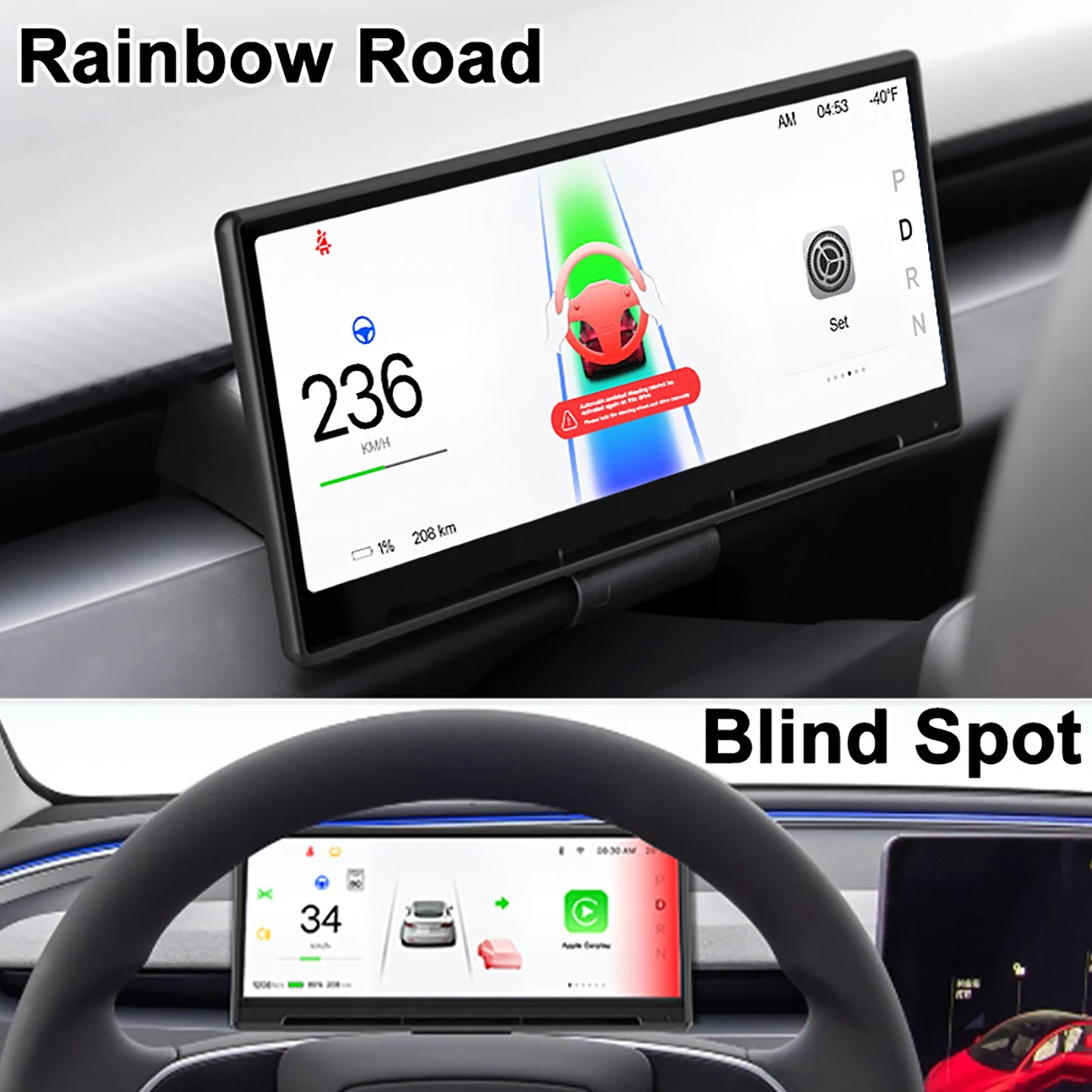 CATRONICS For Tesla Model Y Juniper 2025 HUD Model 3 Highland 8.9 Inch Carplay Support Energy Consumption Driving Data Detection