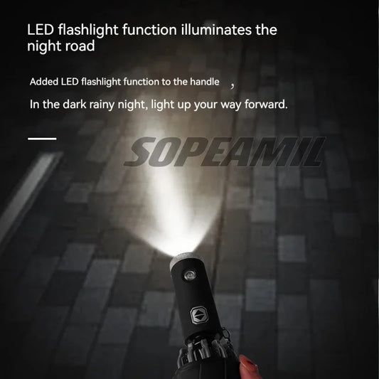Car Led Light Automatic Folding Windproof Sunshade Umbrella For Tesla Cybertruck Beast Roadster Model 3 Model Y Model S Model X