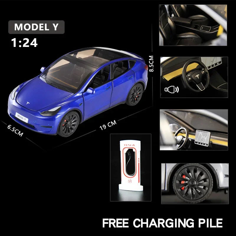 1:24 Model Y Model 3 Model S Metal Alloy Diecast Toy Car Model Sound And Light Children's Toy Collectibles Birthday Gifts