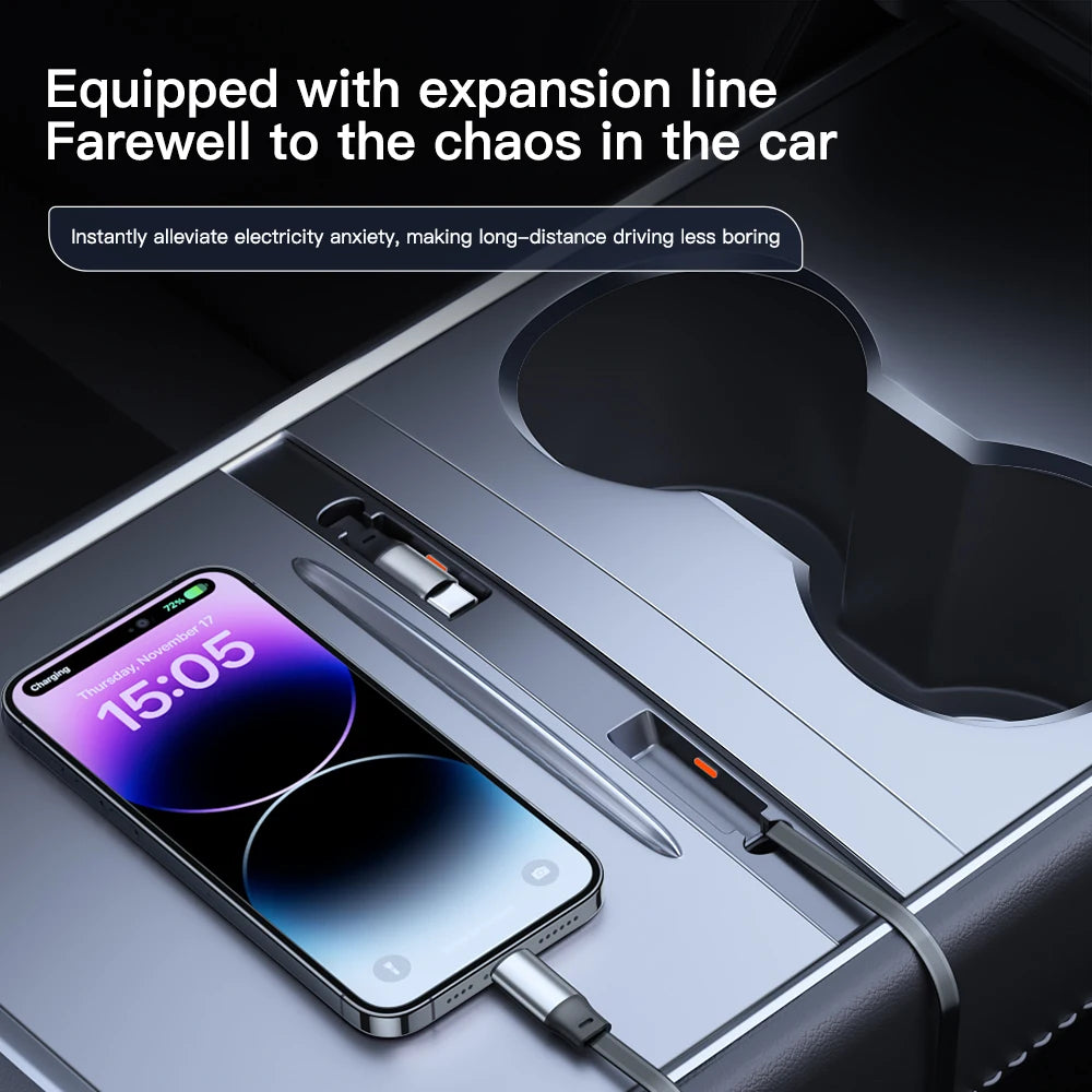 YZ Intelligent Docking Station For Tesla 54W Quick Charger USB Shunt Hub For 2021-2023 Model Y Central Control Splitter
