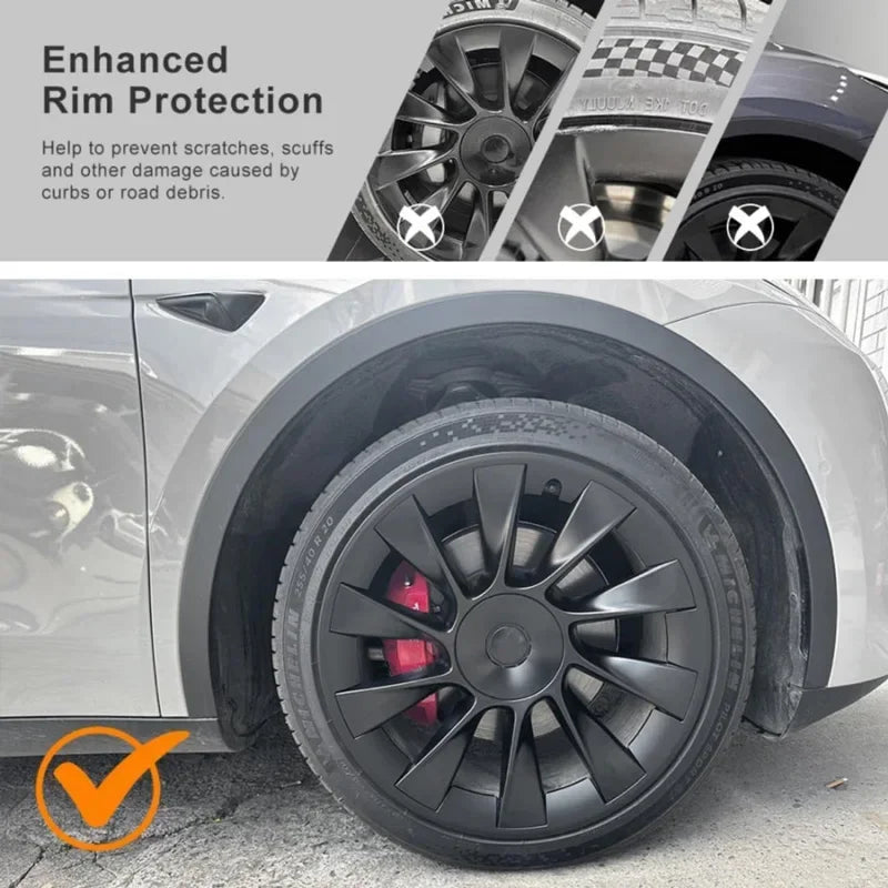 For Tesla Model Y 20 Inches Wheels ABS Rim Guard Rim Car Hubcap Cover Protection Hubcap Patch Scratch Proof Hub Cap Decals