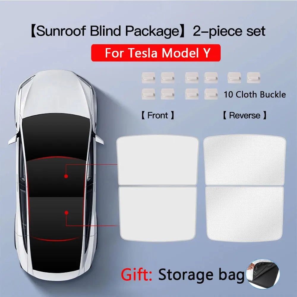 Sun Shades For Tesla Model 3 Highland Model Y 2017-2024 Ice Cloth Buckle Sun Pare Glass Front Rear Sunroof Skylight Accessory