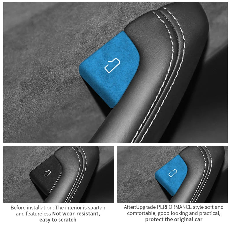 For Tesla Model 3 Model Y 2024-up Made of Alcantara Door Switch Patch Trim Sticker Cover Protection Decoration Car Accessories