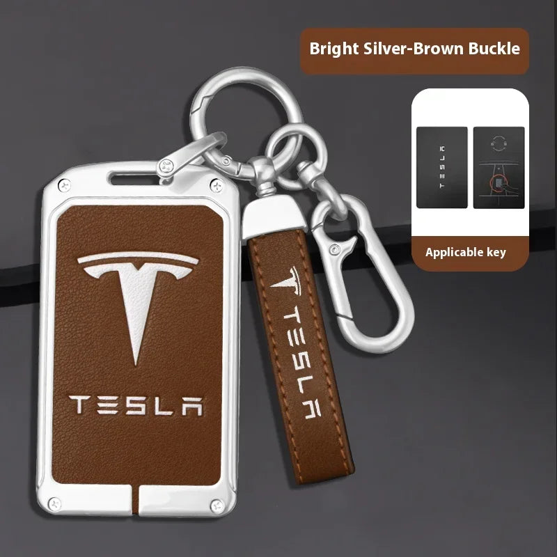 For Tesla Model 3 Model S Model X Model Y Roadster Cybertruck Car Metal Key Case Cover Keyless Card Protector Holder Accessories