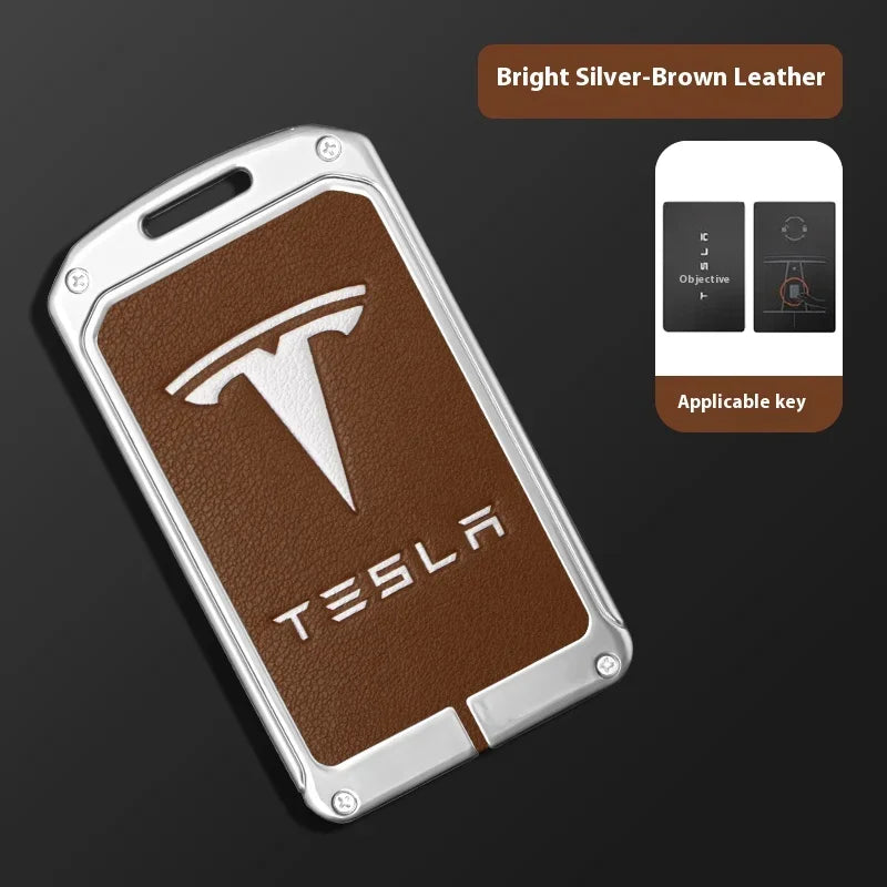 For Tesla Model 3 Model S Model X Model Y Roadster Cybertruck Car Metal Key Case Cover Keyless Card Protector Holder Accessories