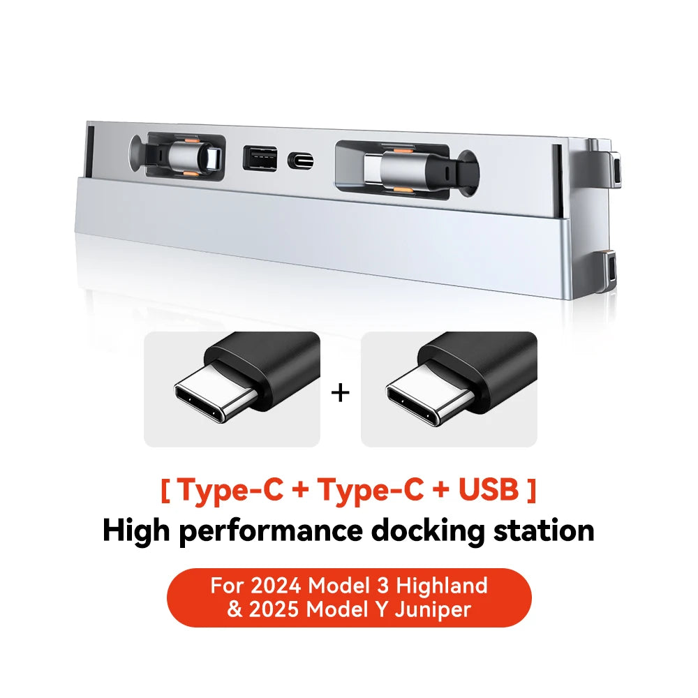 YZ Intelligent Docking Station For Tesla 54W Quick Charger USB Shunt Hub For 2021-2023 Model Y Central Control Splitter