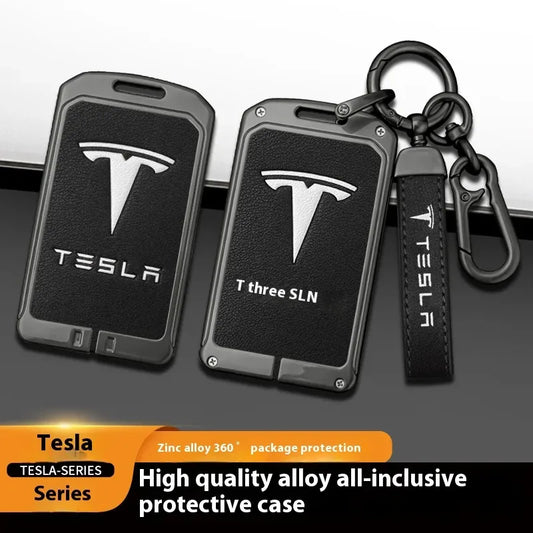 For Tesla Model 3 Model S Model X Model Y Roadster Cybertruck Car Metal Key Case Cover Keyless Card Protector Holder Accessories
