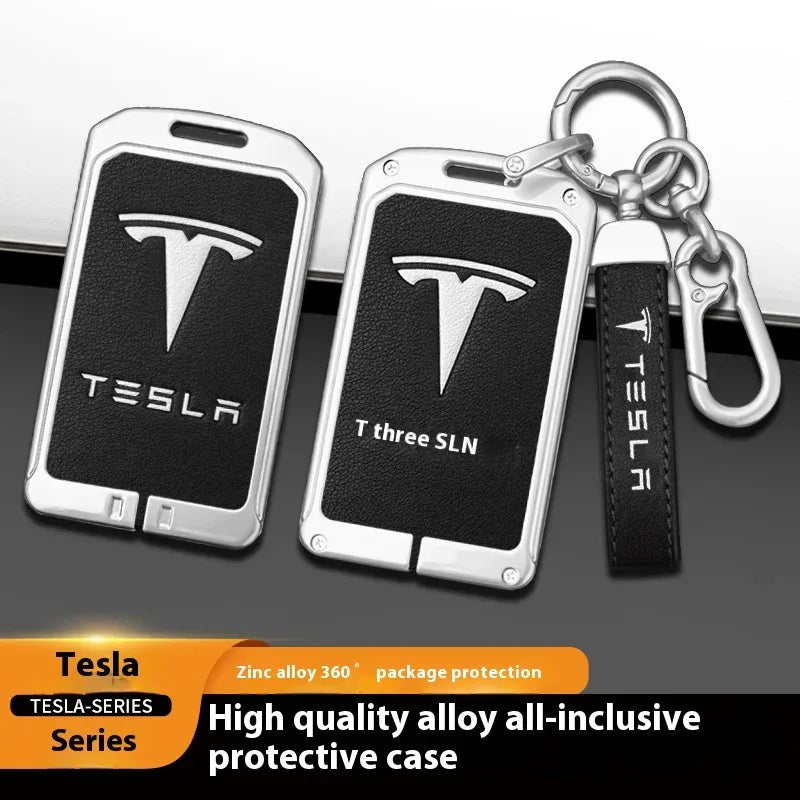 For Tesla Model 3 Model S Model X Model Y Roadster Cybertruck Car Metal Key Case Cover Keyless Card Protector Holder Accessories