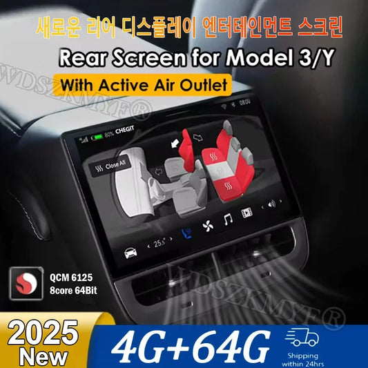NEW 8.66” For Tesla Model 3/Y Rear Entertainment & Climate Control WIFI Display Android 13.0 Tesla Model Y 2025 Car Accessories