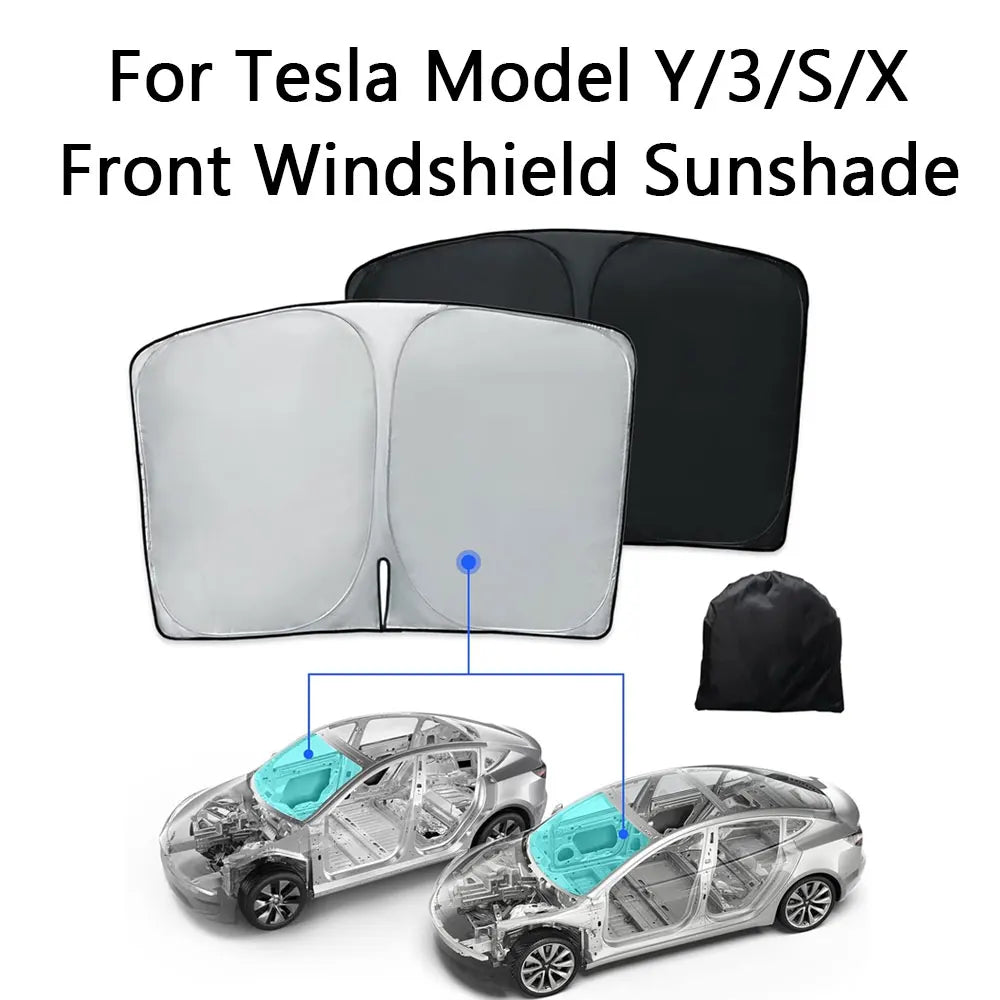 Sun Shades For Tesla Model 3 Highland Model Y 2017-2024 Ice Cloth Buckle Sun Pare Glass Front Rear Sunroof Skylight Accessory
