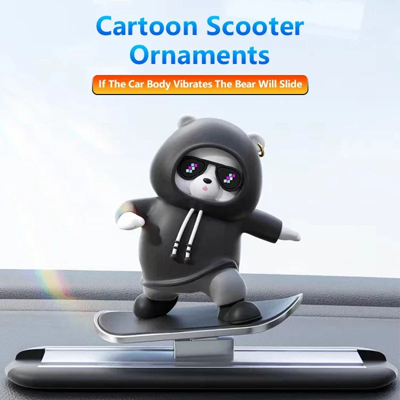 2024 New Dashboard Car Ornaments Skateboard Bear Sliding Bear Creative Car Cartoon Interior Decoration Interior Accessories