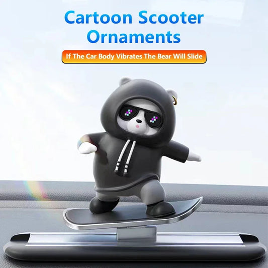 2024 New Dashboard Car Ornaments Skateboard Bear Sliding Bear Creative Car Cartoon Interior Decoration Interior Accessories