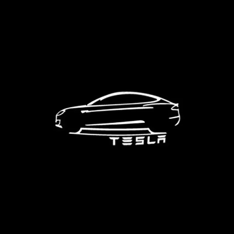 2/4PCS Tesla Model Y/3/S/X Door LED Welcome Lights, OEM Waterproof Projector Puddle Lights, Ultra-Bright Plug & Play