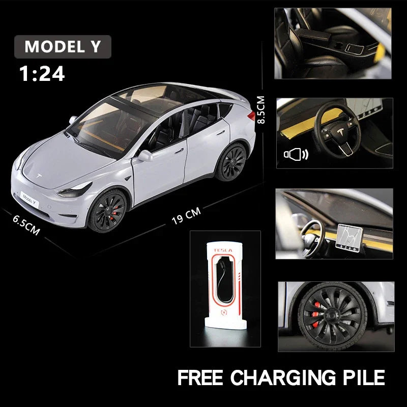 1:24 Model Y Model 3 Model S Metal Alloy Diecast Toy Car Model Sound And Light Children's Toy Collectibles Birthday Gifts